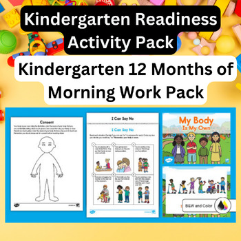 Preview of Kindergarten 12 Months of Morning Work Pack|Kindergarten Readiness Activity Pack