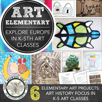 Preview of Art Curriculum Elementary Art History Lessons 6 Art Projects, Drawing, Clay Art