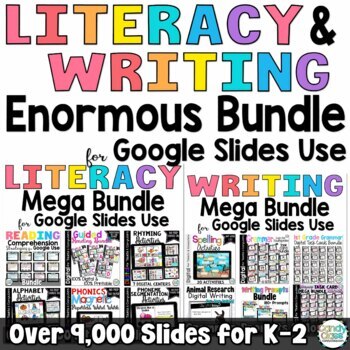 Preview of Kindergarten 1st 2nd Grade Literacy Writing Center ELA Google Slides Activities