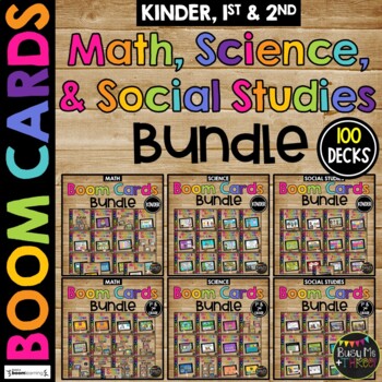 Preview of Kindergarten 1st 2nd Grade MATH SCIENCE SOCIAL STUDIES Boom Cards™ Mega BUNDLE