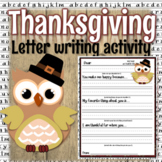 Kindergarten, 1st, 2nd Thanksgiving Activity: Letter Writi