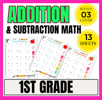 Preview of Kindergarten ⭐& 1st Grade Math Addition & Subtraction  13 PDF * 13 PNG + 3 Cover