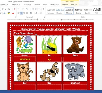 Preview of Kindergarten & 1st Grade Practice Typing within Microsoft Word Windows 8/8.1