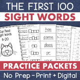 First 100 SIGHT WORDS Worksheets Practice Packets Kinderga
