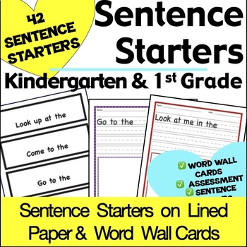Preview of Writing Prompts Kindergarten & 1st Grade Sentence Starters & Journal Prompts ESL