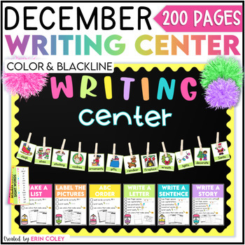 Preview of Kindergarten & 1st Grade Writing Centers DECEMBER Themes - Christmas - Winter