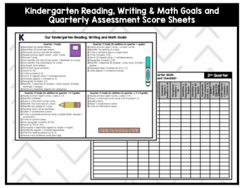 Preview of Kindergarten Quarterly Goals and Score Sheets for Reading and Math
