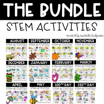 Preview of Kindergarten, 1st grade, 2nd grade Year Long STEM Activities Bundle