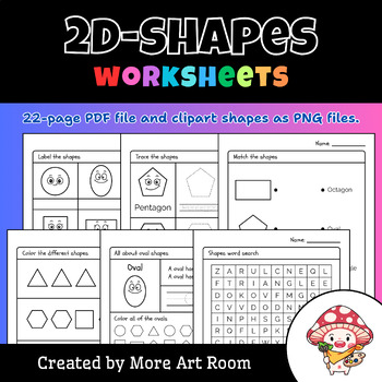 Preview of Kindergarten 2D Shapes Worksheets and Clipart