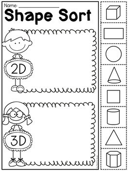 Kindergarten 2D and 3D Shapes Worksheets by My Teaching Pal | TpT