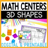 Kindergarten 3D Shape Math Centers, Games and Worksheets -