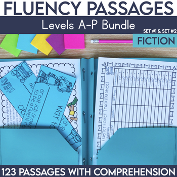 Preview of Kindergarten-3rd Grade Reading Fluency Passages Bundle | Level A-P Fiction Sets