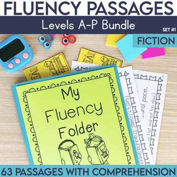 Preview of Kindergarten 1st 2nd 3rd Grade Reading Fluency Passages Bundle Level A-P Timed