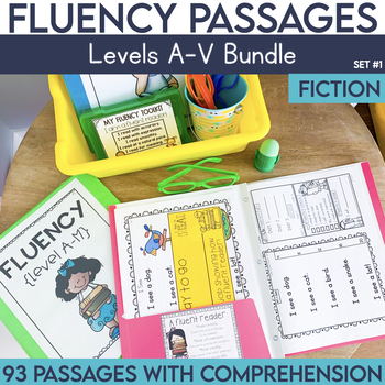 Preview of Level A-V Set 1 Reading Fluency Passages with Comprehension Questions Bundle