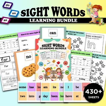 Preview of Kindergarten Activity, Sight words bundle, Words Matching Circle, Tracing sheet