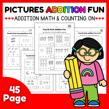 Preview of Kindergarten Addition Math & Counting on number Pictures l Practice & Activities
