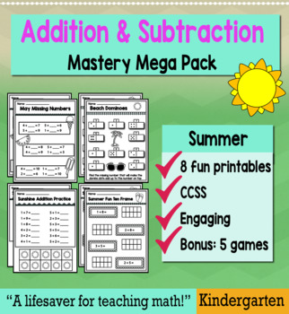 Preview of Kindergarten Addition & Subtraction "Mastery Pack" for May