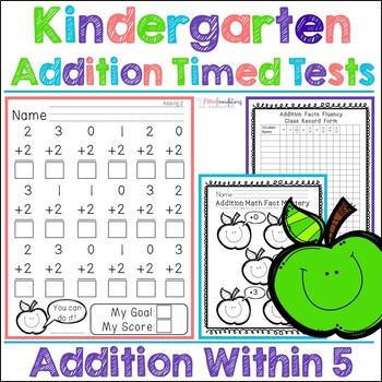 Preview of Kindergarten Addition Timed Tests- Math Fact Fluency Within 5