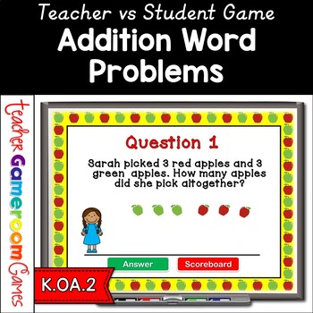 Preview of Kindergarten Addition Word Problems Powerpoint Game | Addition to 10