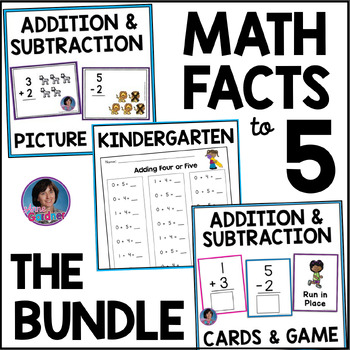 Preview of Kindergarten Math Addition, Subtraction & Word Problems within (to) 5 Worksheets
