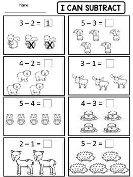 Kindergarten Addition and Subtraction Worksheets by Dana's Wonderland