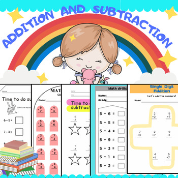 Preview of Kindergarten Addition and Subtraction Worksheets (up to 10)