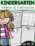 Kindergarten Addition and Subtraction Worksheets (up to 10)
