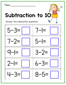 Kindergarten Addition and Subtraction to 10 worksheets by I am a Happy ...