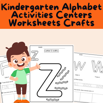Preview of Kindergarten Alphabet Activities Centers Worksheets Crafts  | Coloring pages