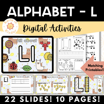 Preview of Kindergarten Alphabet Activities DIGITAL & PRINT | Letter of the Day / Week | L