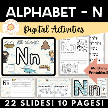 Preview of Kindergarten Alphabet Activities DIGITAL & PRINT | Letter of the Day / Week | N