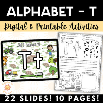 Preview of Kindergarten Alphabet Activities Digital & Print | Letter of the Day / Week | T