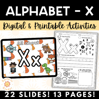 Preview of Kindergarten Alphabet Activities Digital & Print | Letter of the Day / Week | X