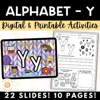 Preview of Kindergarten Alphabet Activities Digital & Print | Letter of the Day / Week | Y