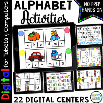 Preview of Kindergarten Alphabet Activities Virtual Games Google Slides Digital Resources