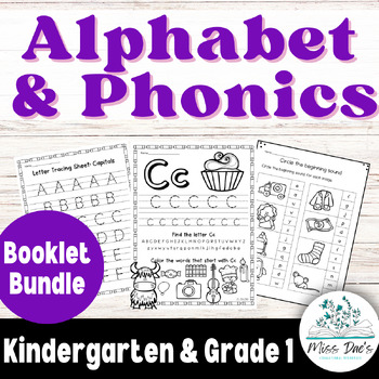 Preview of Kindergarten Alphabet Booklet bundle │Handwriting, letter recognition, phonics