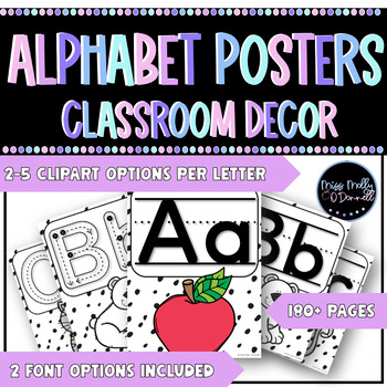 Preview of Kindergarten Alphabet Posters: Spotty Boho Black and White Classroom Decor