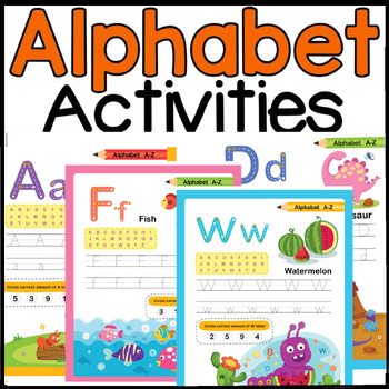 Preview of Kindergarten Alphabet Tracing Worksheets A-Z Printable