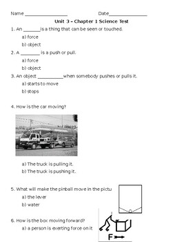 Preview of Kindergarten Amplify Science  Unit 3, Chapter 1 Test