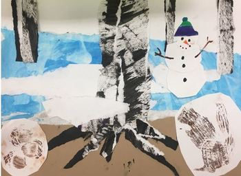 Preview of Kindergarten Art Lesson: Over and Under the Snow