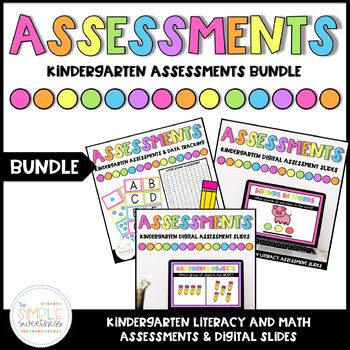 Preview of Kindergarten Assessment BUNDLE | Digital Slides & Printables with Data Trackers