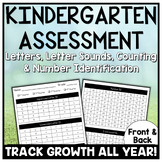 Kindergarten Assessment: Letters, Letter Sounds, Counting,