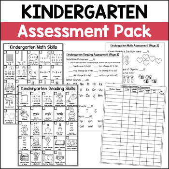 Preview of Kindergarten Assessment Pack | End of the Year Assessments | Data Tracking