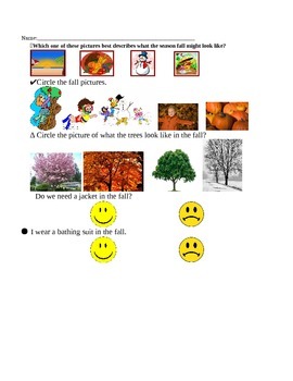 Preview of Kindergarten Assessment in the Season Fall