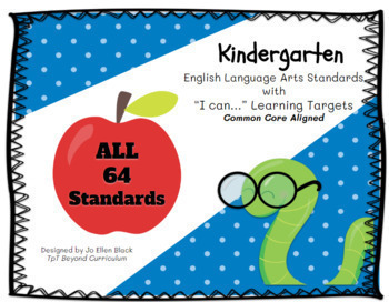 Preview of Kindergarten BUNDLE of  ELA "I CAN" Learning Targets for ALL 64 CC Standards