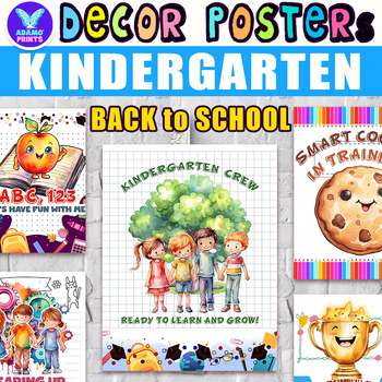 Preview of Kindergarten Back To School Posters Classroom Decor Bulletin Board Ideas