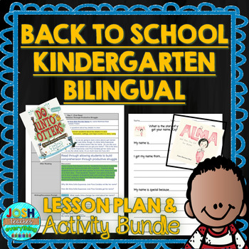 Preview of Kindergarten Back to School Lessons Bilingual -Spanish Plans & Google Activities