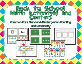 Preview of Kindergarten Back to School Math Activities