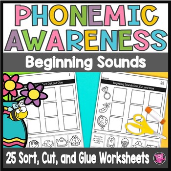 Preview of Kindergarten Beginning Sounds Phonemic Awareness Practice Worksheets