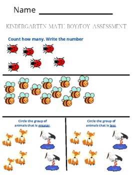 Preview of Kindergarten Beginning of the Year/End of the Year Math Assessment